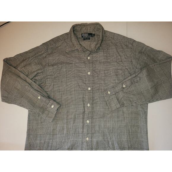 Polo Ralph Lauren Shirt Men's L Black/White Houndstooth Button Up Lowell Sport - Picture 2 of 11